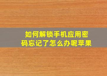 如何解锁手机应用密码忘记了怎么办呢苹果