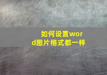 如何设置word图片格式都一样