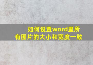 如何设置word里所有图片的大小和宽度一致