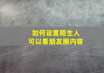 如何设置陌生人可以看朋友圈内容