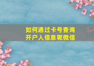 如何通过卡号查询开户人信息呢微信