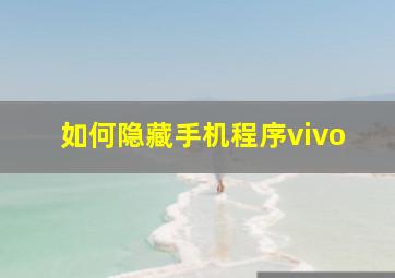 如何隐藏手机程序vivo