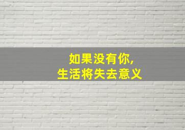 如果没有你,生活将失去意义