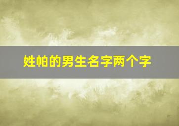 姓帕的男生名字两个字