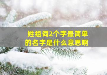 姓组词2个字最简单的名字是什么意思啊