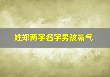 姓郑两字名字男孩霸气