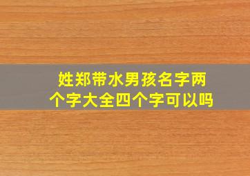 姓郑带水男孩名字两个字大全四个字可以吗