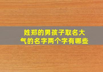 姓郑的男孩子取名大气的名字两个字有哪些