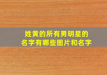 姓黄的所有男明星的名字有哪些图片和名字