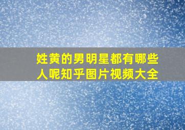 姓黄的男明星都有哪些人呢知乎图片视频大全