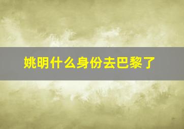 姚明什么身份去巴黎了