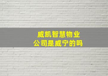 威凯智慧物业公司是威宁的吗