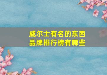 威尔士有名的东西品牌排行榜有哪些