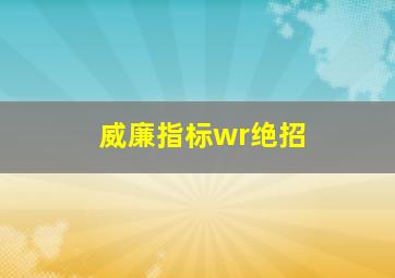 威廉指标wr绝招