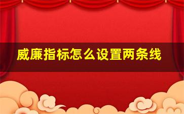 威廉指标怎么设置两条线