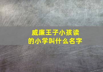 威廉王子小孩读的小学叫什么名字