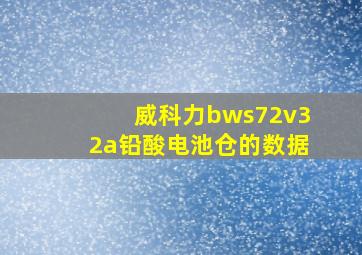 威科力bws72v32a铅酸电池仓的数据