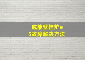 威能壁挂炉e5故障解决方法