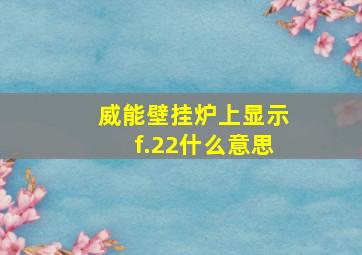 威能壁挂炉上显示f.22什么意思