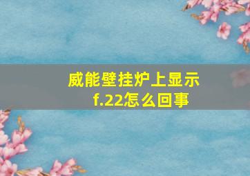 威能壁挂炉上显示f.22怎么回事