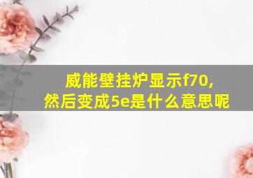 威能壁挂炉显示f70,然后变成5e是什么意思呢