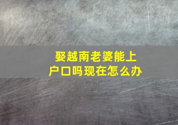 娶越南老婆能上户口吗现在怎么办