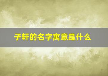 子轩的名字寓意是什么