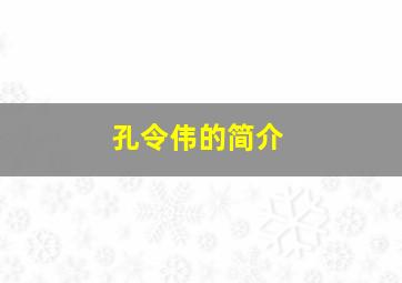 孔令伟的简介