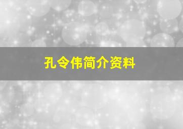 孔令伟简介资料