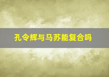 孔令辉与马苏能复合吗