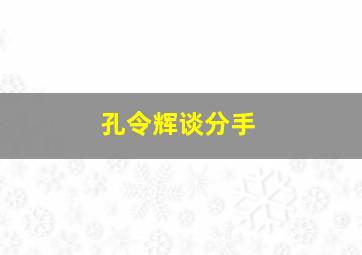 孔令辉谈分手