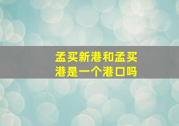 孟买新港和孟买港是一个港口吗