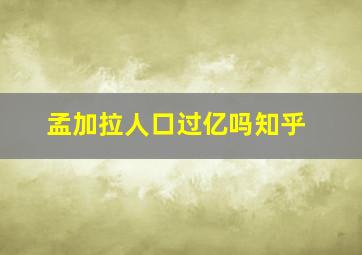 孟加拉人口过亿吗知乎