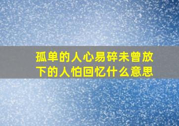 孤单的人心易碎未曾放下的人怕回忆什么意思