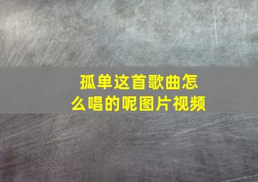 孤单这首歌曲怎么唱的呢图片视频