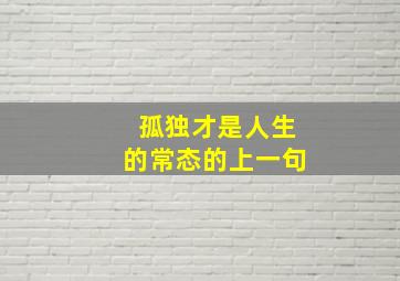 孤独才是人生的常态的上一句