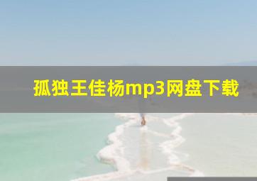 孤独王佳杨mp3网盘下载