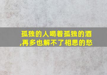 孤独的人喝着孤独的酒,再多也解不了相思的愁