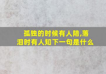 孤独的时候有人陪,落泪时有人知下一句是什么