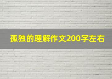 孤独的理解作文200字左右