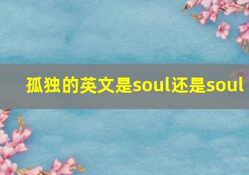 孤独的英文是soul还是soul