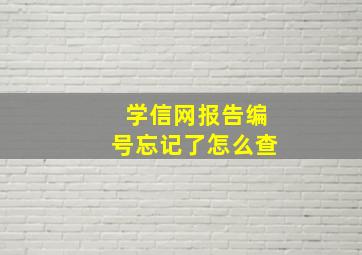 学信网报告编号忘记了怎么查