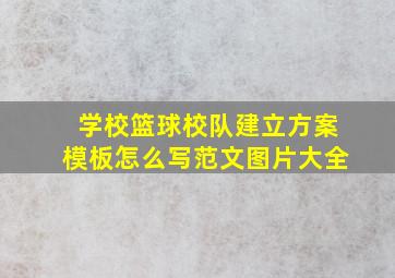 学校篮球校队建立方案模板怎么写范文图片大全