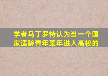 学者马丁罗特认为当一个国家适龄青年某年进入高校的