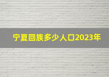 宁夏回族多少人口2023年