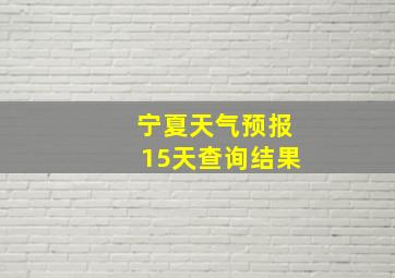 宁夏天气预报15天查询结果