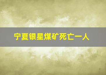 宁夏银星煤矿死亡一人