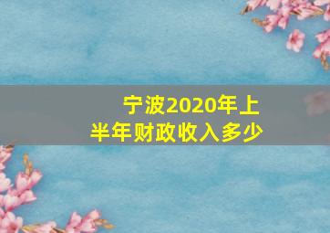 宁波2020年上半年财政收入多少