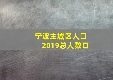 宁波主城区人口2019总人数口