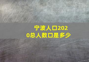 宁波人口2020总人数口是多少